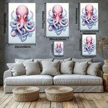 Abstract Octopus Illustration. Large Wooden Framed Wall Art Home Decor Canvas Painting- For Bedroom, Bathroom, Living Room, Office, Kitchen, Holiday Gift- 1pc - Multicolor - View 3