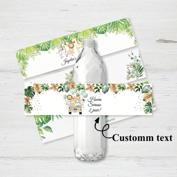 30 pegatinas personalizadas con estampado de animales de la jungla para botellas de agua, etiquetas adhesivas para envases de biberones de 1er cumpleaños, fiesta de caza, multiusos, duraderas, decorativas, reutilizables, exquisitas, elegantes, de alta calidad, coloridas, modernas, personalizadas, únicas, regalos ideales para él, ella, novio, papá, novia, mamá, familia, amigos, salón de té, hogar, jardín, oficina, para aniversarios, San Valentín, Día de la Madre, cumpleaños, Día del Padre, graduación, bodas, inauguración de casa