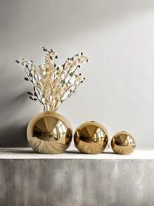 1PC Porcelain Vase With Geometric Stripe Gold And Silver Plating,Room Decor,Home Decor,Kitchen Decor,Wedding Decor,Table Decoration,Centerpieces,Office Decor,Garden Decor,Outdoor Decor