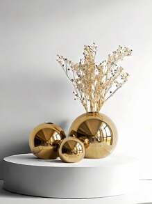 1PC Porcelain Vase With Geometric Stripe Gold And Silver Plating,Room Decor,Home Decor,Kitchen Decor,Wedding Decor,Table Decoration,Centerpieces,Office Decor,Garden Decor,Outdoor Decor