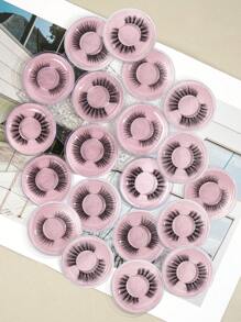 MAGEFY 20Pairs CC Curl Natural Cross Full Mixed Style False Eyelashes,Mix Four Styles,Fluffy Slim For Everyday Use Manga Eyelashes,Travel Essentials - 黑色 - 查看 5