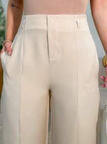 Women's Formal Trousers With Tailored Waist/Side Zipper/DD079 - Màu be - Xem 4