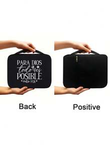 Bolsa para Biblia con letras doradas impresas, funda para Biblia, soporte para Biblia, bolsa de almacenamiento portátil, bolsa para Biblia de tamaño estándar con cremallera y bolsillo, utilizada para el aprendizaje de la Biblia, caja de Biblia con letras, bolsa portátil para Biblia, muy adecuada para el aprendizaje de la Biblia de adultos, mujeres y hombres