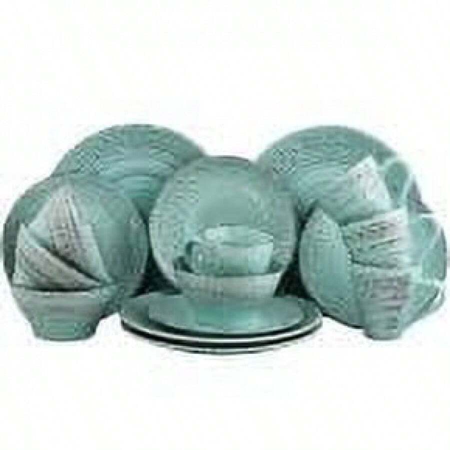 Elama Malibu Waves 16-Piece Dinnerware Set In Turquoise - 1 - View 1