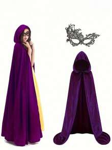 2 件套成人节日装扮天鹅绒面料披肩+蕾丝面具套装，适合各种节日扮演多种角色 - 彩色 - 查看 1