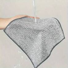 10pcs Non-Scratch Wire Dishcloth, Multipurpose Wire Dishwashing Rags For Wet And Dry, Easy Rinsing, Soft Wire Cleaning Cloth Wire Dish Towels, Scrubs & Cleans For Metal, Kitchen, Dishes (20*20)