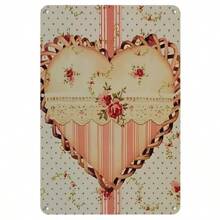 Classic Valentine's Day Heart-Shaped Lace & Flowers Heart Design Poster, Metal Sign Board Wall Decor, Novelty Vintage Paper, Suitable For Bar, Tea Room, Coffee Shop, Home Decor Gifts Birthday Graduation