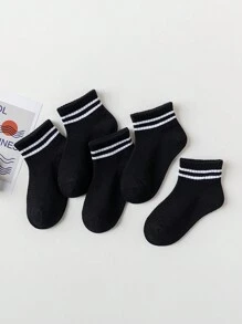 5/10双装儿童袜子/男女童袜子，四季皆宜，黑白灰经典简约百搭舒适柔软时尚短袜，适合儿童日常生活或学生运动/返校穿着（多种组合可选） - 彩色 - 查看 3