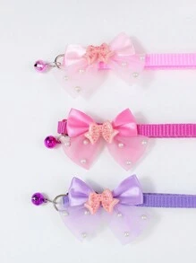 1pc Or 3pcs Set Cute Shiny Bow Bell Pet Collar For Daily Use - For Cats And Dogs - Multicolor - View 5