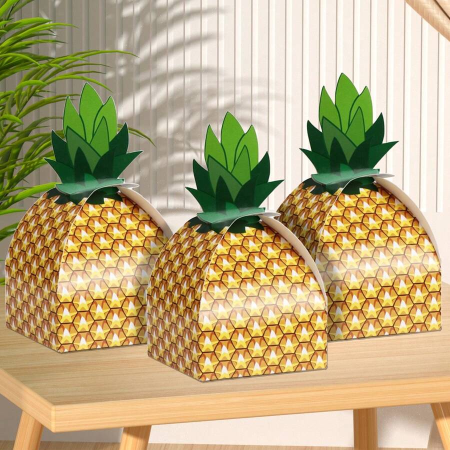 5/10pcs Pineapple Candy Cookie Gift Box, Hawaii Party Gift Packaging Box, Bag, Paper Box, Pineapple Box