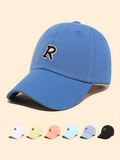 1儿童春季薄款糖果色棒球帽男童女童休闲简约R字母鸭舌帽