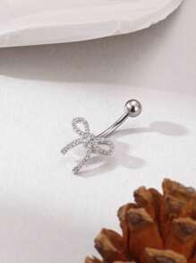 Bow Shaped Micro Inlaid Copper Umbilical Ring - Butterfly - View 14