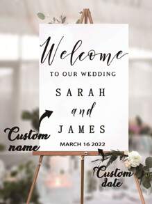 1PC,Custom Vinyl Sticker Black Or White Wedding Welcome Sign Stickers Vinyl Lettering Event Signage Party Sign Decal Wedding Reception Calligraphy Custom Wedding Gift Customize Gifts For Bride And Groom Birthday Graduation,Home Refresh - Multicolor - View 4