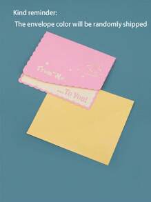 1 Pc Creative Multi-Purpose 3D Happy Birthday Card, Foil Stamping Foldable Cute Birthday Gift Greeting Card With Cake Design (Envelope Color Randomly Sent) - Pink - View 2