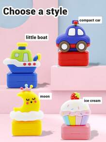 LICVIC 1/2Pcs Custom Name Signature Stamp, Back To School Supplies,Cartoon Pattern Name Stamps Personalized, DIY Customized Cartoon Self Inking Name Stamp, Stamps For Signing Name - Ice Cream - View 4