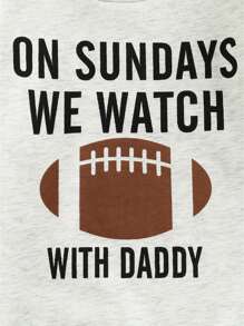 Toddler Baby Boy Girl Sweatshirt On Sundays We Watch Football With Daddy Mommy Shirt Fall Top Baby Football Outfit - 淺灰色 - 查看 5