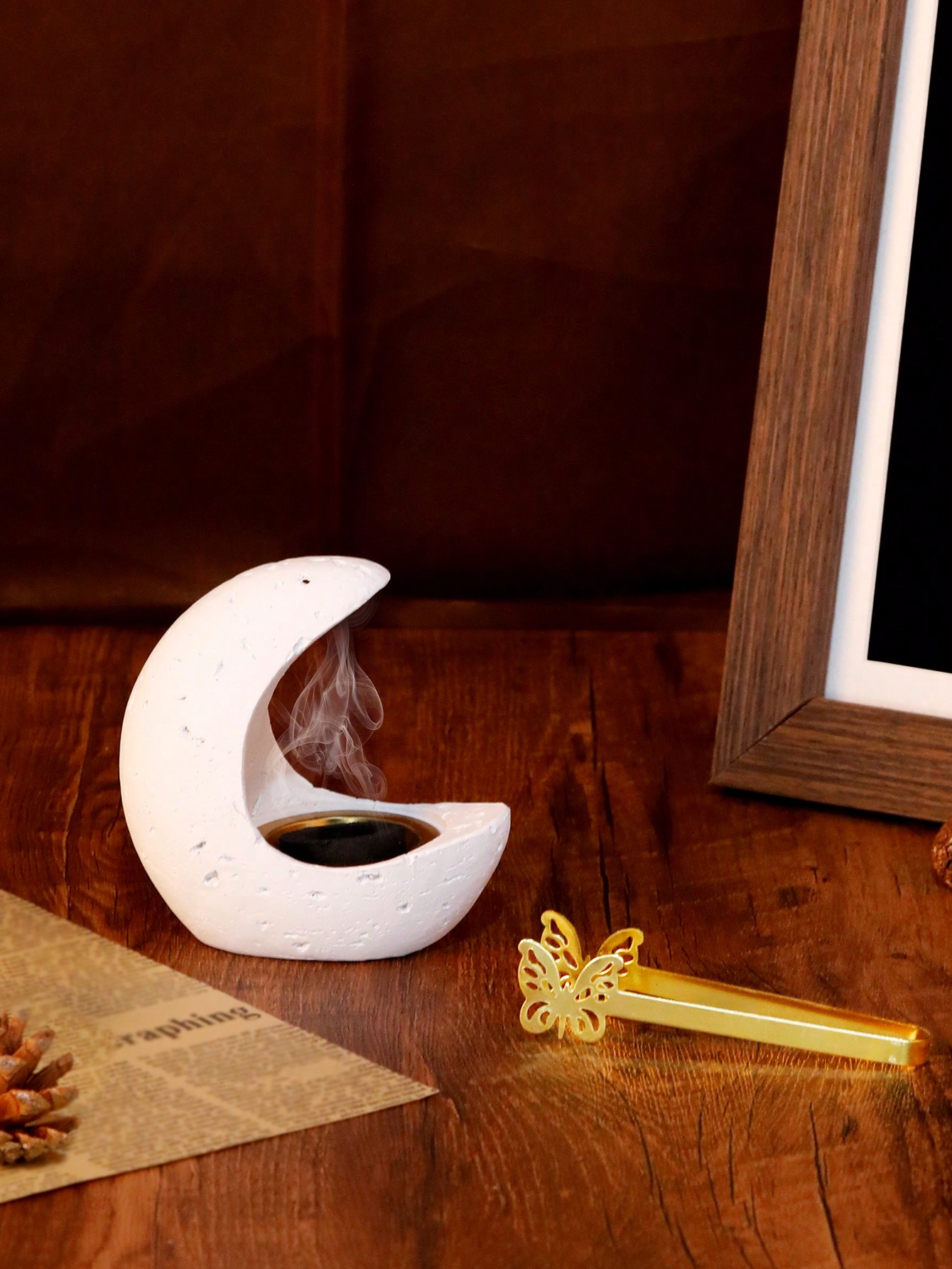 1 قطعة/مجموعة حامل بخور على شكل هلال أبيض وأسود بت...