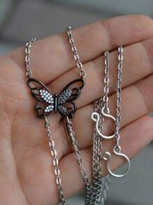 Fake Piercing With Chain Fake Nipple Ring For Women, Non Piercing Nipple Ring With Butterfly Necklaces Adjustable Ring Fake Ring Non Piercing Jewelry