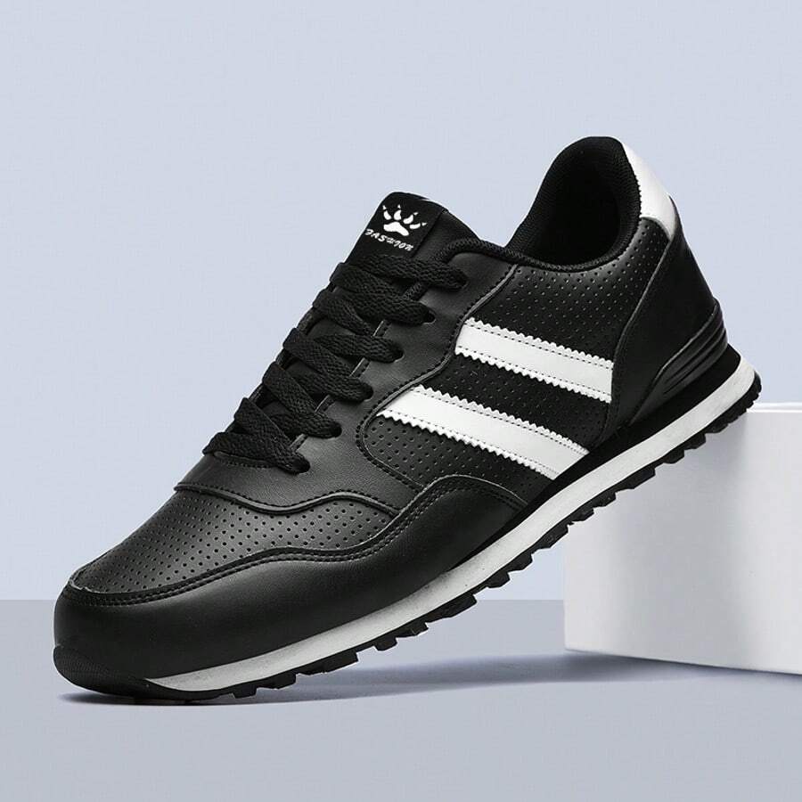 男士休闲一脚蹬鞋 Ginnastica 鞋，防滑透气正式黑色低帮休闲运动鞋，简约时尚运动鞋，纯色低帮橡胶鞋