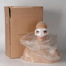 Cabeza de maniquí realista con hombros, busto de cabeza de maniquí para pelucas, maquillaje, accesorios de belleza para exhibición - Marrón - Ver 6