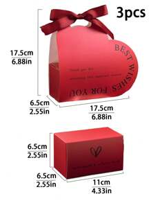 3pcs/6pcs Heart Candy Box Gift Set, High-End Valentine's Day Wedding Favor Box - Paper - View 16