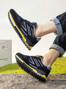 Men's Casual Shoes, Yellow Anti-Slip Breathable Formal Low-Top Casual Sports Shoes, Gray Minimalist Fashion Sports Shoes, Tennis Shoes, Rubber Shoes