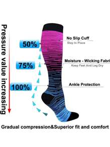 3 双男女通用渐进式压力袜（15-20mmHg），运动户外足球旅行徒步跑步护士袜