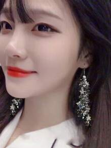 1pair Meteor Shower Star Metallic Tassel Shaped  Earrings For Women Summer Autumn Daily Office Vacation Beach Festival Wearing