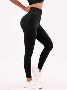 2025畅销无缝健身裤提臀收腹蜜桃臀高弹力紧身运动瑜伽裤欧美时尚 - 黑色 - 查看 4