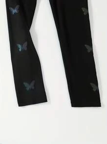 Toddler Butterfly Print Versatile Leggings - Black - View 5