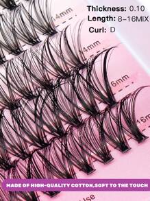 200 pestañas en racimos individuales de 30P, 40P, 50P, 60P, cruradas y suaves para extensión de pestañas DIY, uso diario, banda delgada y pestañas postizas naturales