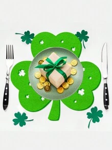 1pc/4pcs St. Patrick's Day Party Decoration Placemats, Green Clover Tabletop Decor, Irish Festival Supplies