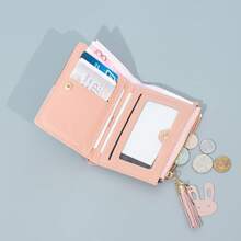 Women's Color Block Shape Zipper Clutch Wallet - Preto - View 4