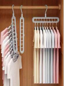 2pcs/Multifunction Clothes Hanger Storage Rack, 9 Hole Magic Clothes Hanger, Rotating Closet Wardrobe Plastic Hanger,Spring,Minimalist,Summer Tops