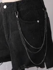 Damski nowy pasek skórzany w stylu punkowym z metalowym łańcuchem, modny dodatek vintage do dżinsów na lato, do szkoły