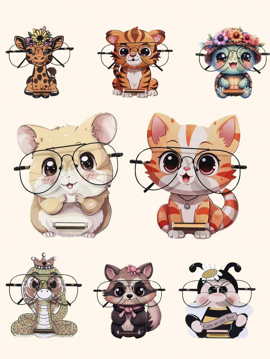 1 件创意眼镜收纳架，手工眼镜展示架，可爱动物设计眼镜收纳架，可拆卸桌面梳妆眼镜架，适用于家庭办公室、桌面