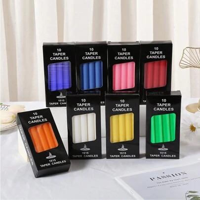 10/12/20/22/24 支装 6 英寸蓝色/粉色/白色/橙色/紫色/红色/黑色/绿色/黄色/棕色细长锥形蜡烛及蜡点，多种尺寸可选，适用于家居装饰、节日家居装饰、生日装饰、卧室装饰、婚礼装饰