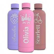 1pc 500ml Custom Name Stainless Steel 304 Insulated Double-Layer Water Bottle, Designed With Hand-Drawn Patterns, Featuring A Modern Design With A Lid, Is Perfect For Personalizing With Your Name. This Elegant Tumbler, Adorned With Beautiful Hand-Drawn Motifs, Is Ideal For Art Enthusiasts