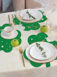 1pc/4pcs St. Patrick's Day Party Decoration Placemats, Green Clover Tabletop Decor, Irish Festival Supplies