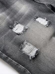 Pantaloncini di jeans casual in stile vintage con strappi per uomo