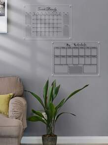 1pc Reusable Dry Erase Calendar, 3D Transparent Acrylic Weekly Meal Planner, Organizer Board, Whiteboard For Home Office, Monthly Date Display