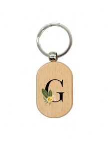 Daisy Flower Letter A-Z Pattern Wooden Keychain, First Letter Wooden Pendant, Creative Small Gift That Can Be Carved, Bag Pendant, Wooden Label, Keychain, Ring, Carved Blank Wooden Board, Diy Accessory, Single-Sided Printing - Apricot - View 32