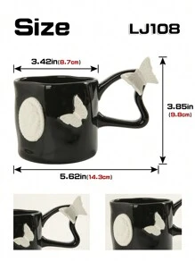 1 Peça Caneca Cerâmica 3D de Borboleta, Adequada para Água, Café, Leite, Xícaras de Chá, Presentes Personalizados, Presentes para Mulheres, Presentes para Mães, Presentes de Aniversário