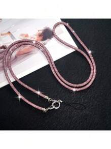 1 Pc Luxury Crystal String Long Diagonal Crossbody Purse Strap, Fashion Rhinestone Phone Lanyard, High-End - Multicolor - View 2