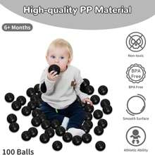 100 Ball Pit Balls For Toddlers, Phthalate Free Plastic Balls, Crush Proof 2.16" Colorful Balls For Ball Pit Play Toys For Kids With Storage Bag