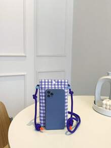 Canvas Plaid Phone Bag Small Vertical Style Crossbody Bag Fashionable & Versatile Phone Bag For Women Wallet Purse Wallet