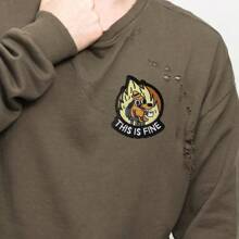 Parche de perro "Esto está bien", 1 pieza de Parche bordado con humor meme, Parche moral táctico militar con cierre de gancho, Accesorio de aplicación lindo para mochilas, chalecos, chaquetas, vaqueros, gorras