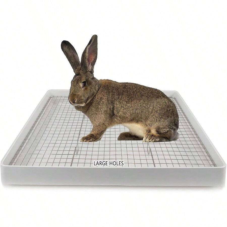22x18 Super Large Rabbit Litter Box With 2 Grates Metal And Plastic Bunny Litter Tray For Cage Small Animal  For Adult Rabbit Flemish Giant Rabbit - L(+1metalgratewithLargeHole) - View 1