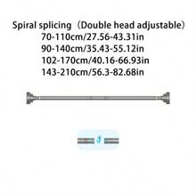 [Popular] 1pc Adjustable Tension Curtain Rod, Spiral Design, Dual-End Adjustable, Plastic Base, Stainless Steel Material, Suitable For Shower Curtain, Window Curtain, Wardrobe, Balcony Clothesline Etc. - Colors: Silver, Black, White, Gray Home Bathroom Decor Summer Bathroom Accessories Back To School