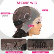 13x4 波浪人发假发 180% 密度透明蕾丝前部假发 100% 雷米人发 女士自然黑色 更浓密更厚实 预拔人发假发 - 黑色 - 查看 6